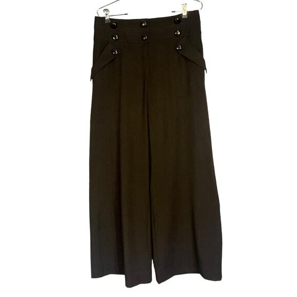 Anthropologie Taikonhu Wide Leg Trousers Button Detail Black Size 8 - Picture 1 of 6